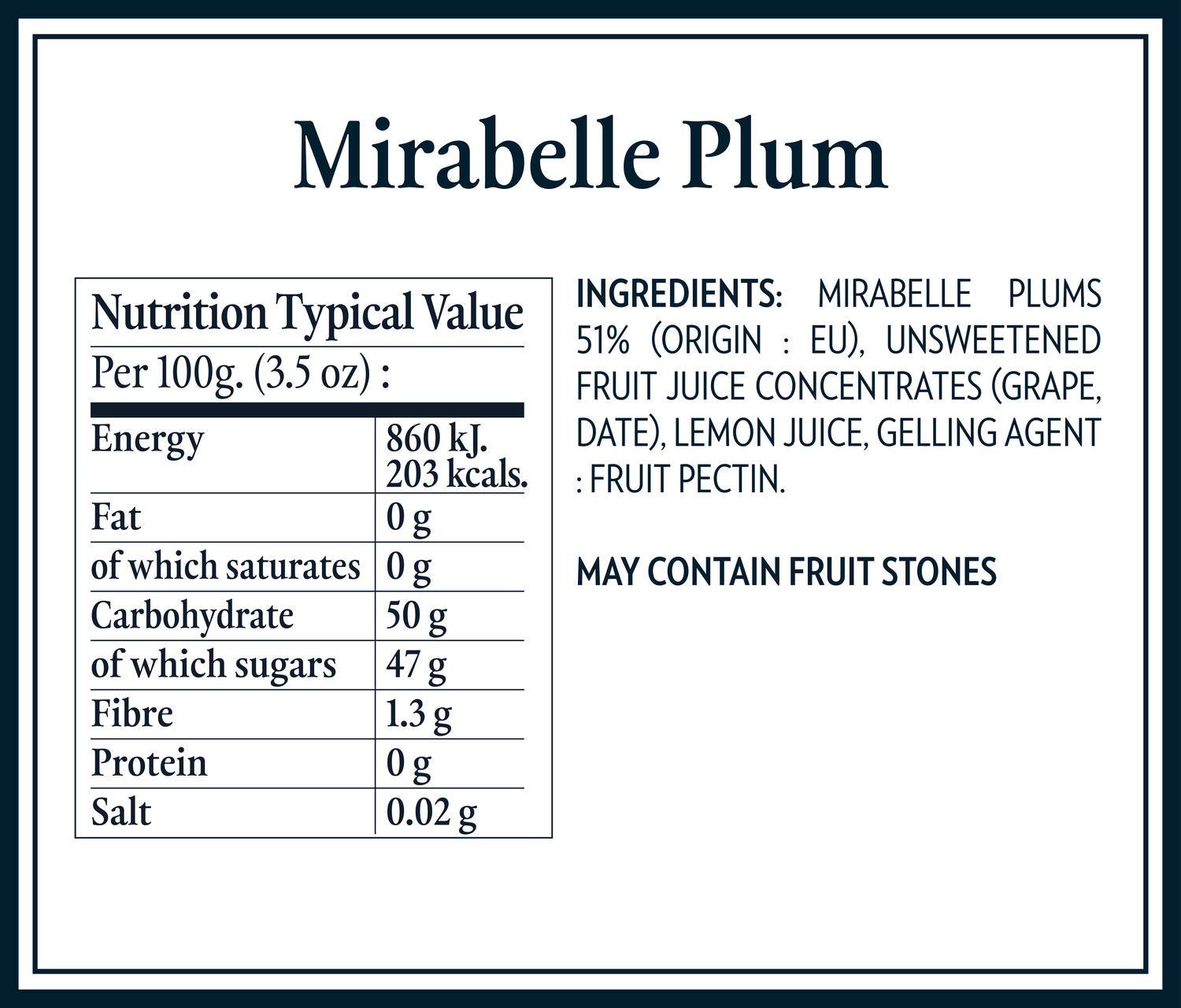 Nutrition Tables mirabelle plum