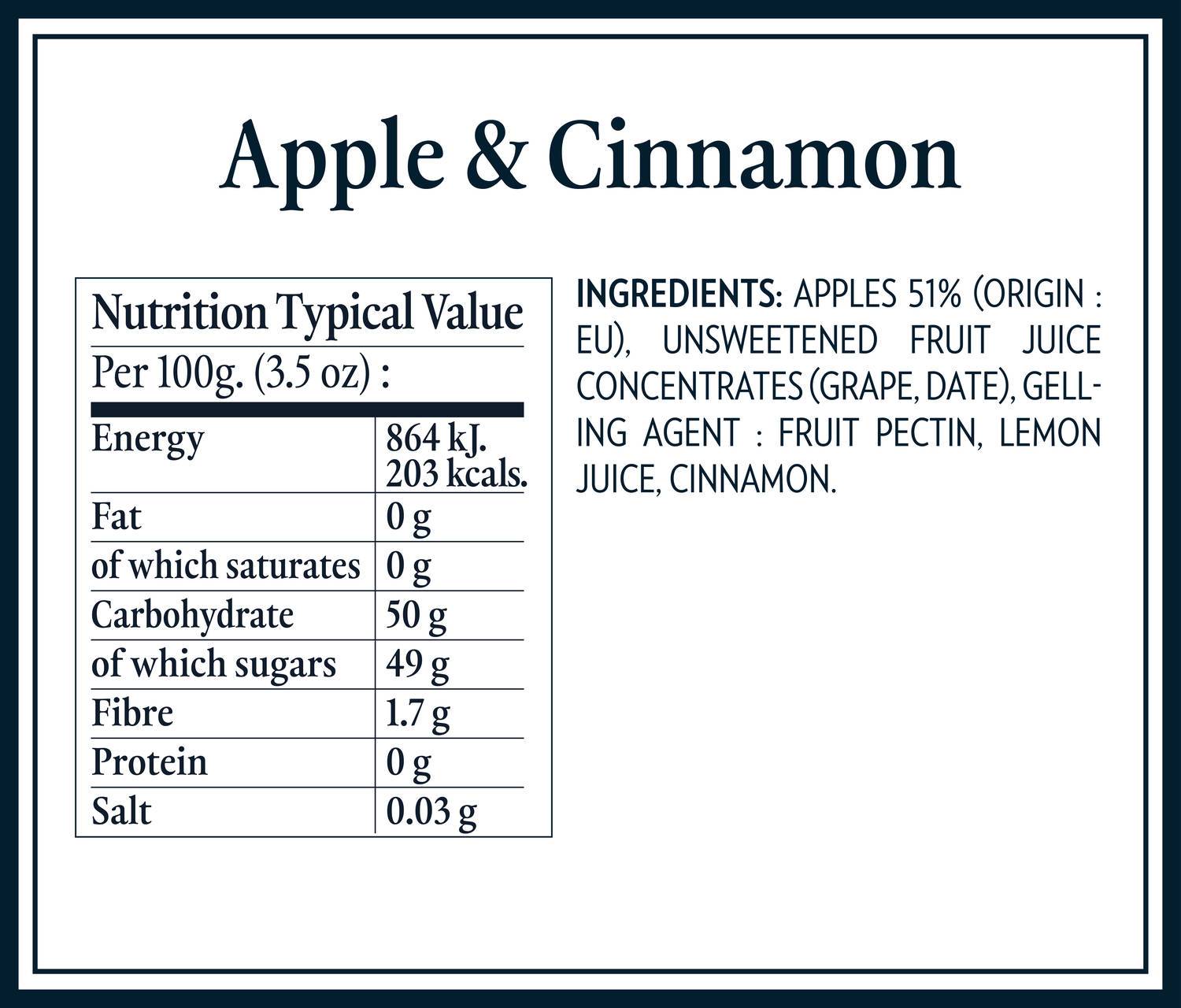 Nutrition Tables apple & cinnamon